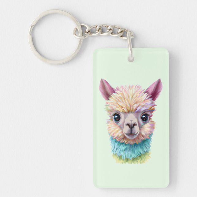 Porte-clefs Lama de bébé coloré (Devant)