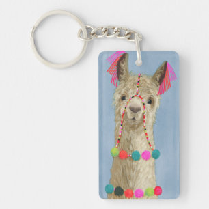 Porte-clefs Lama orné - beige