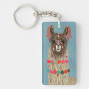 Porte-clefs Lama orné - brun