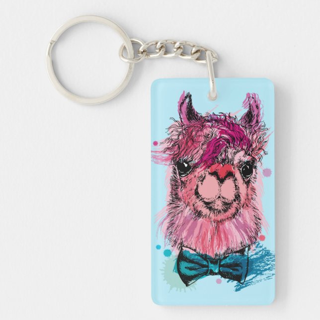 Porte-clefs Lama rose mignon (Devant)