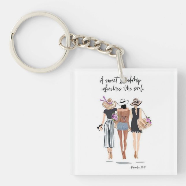 Porte-clefs l'amitié douce, rafraîchir votre âme, fille (Devant)