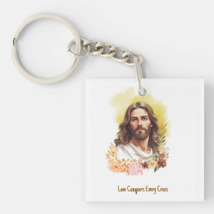 Porte-clefs L'amour conquiert chaque croix- Jésus