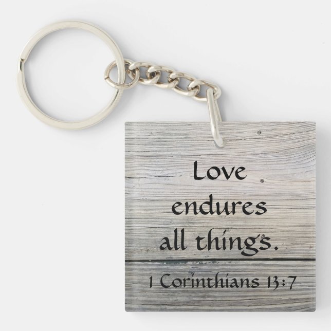 Porte-clefs L'amour endure toutes les choses Citer Corinthians (Devant)