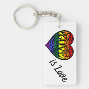 Porte-clefs L'amour est amour LGBTQ Coeur arc-en-ciel
