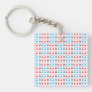 Porte-clefs L'AMOUR est l'AMOUR citation en rouge et bleu