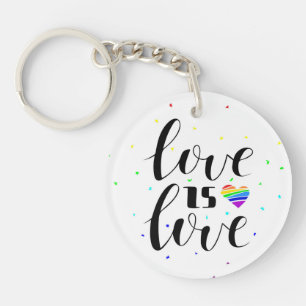 Porte-clefs L'amour est l'amour  Coeurs arc-en-ciel