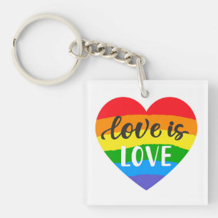 Porte-clefs L'amour est l'amour le coeur arc-en-ciel
