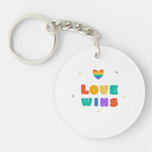 Porte-clefs L'amour gagne avec un cœur arc-en-ciel