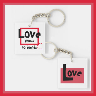 Porte-clefs L'amour n'a pas de limites Noir Blanc et Rouge