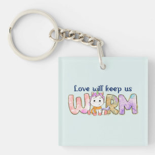 Porte-clefs L'Amour Nous Tiendra Chauds Adorable Unicorn Win