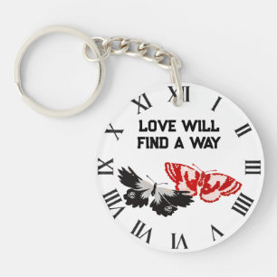 Porte-clefs L'Amour Trouvera Un Moyen Avec Les Papillons Vinta