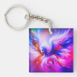 Porte-clefs L'ange coloré vaporeux sur l'avant et l'arrière d'