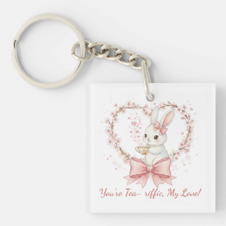 Porte-clefs Lapin Aquarelle Adorable - Texte Personnalisable