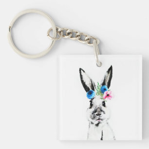 Porte-clefs Lapin avec des fleurs
