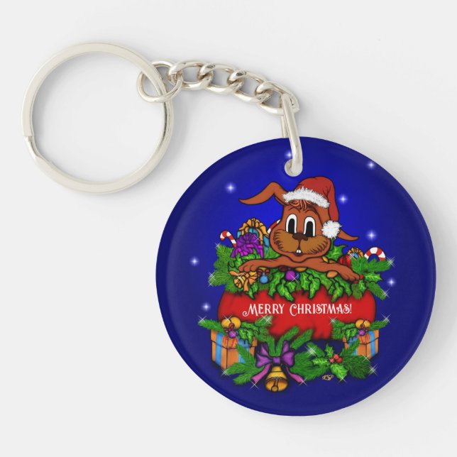 Porte-clefs Lapin de Noël (Devant)
