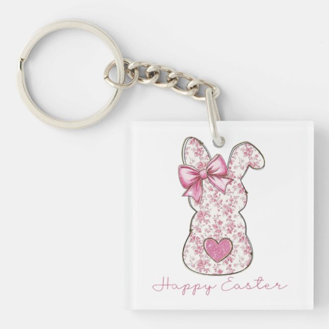 Porte-clefs Lapin de Pâques Floral (Devant)