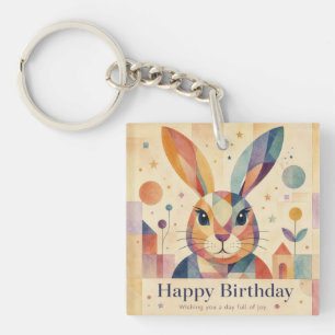 Porte-clefs Lapin de Pâques Géométrique Abstrait Coloré