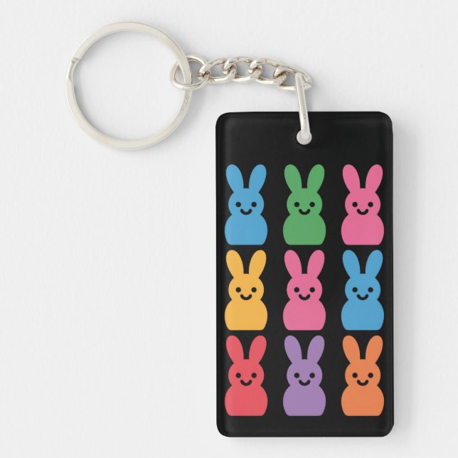 Porte-clefs Lapin de Pâques Œufs Carreaux Léopard (Devant)