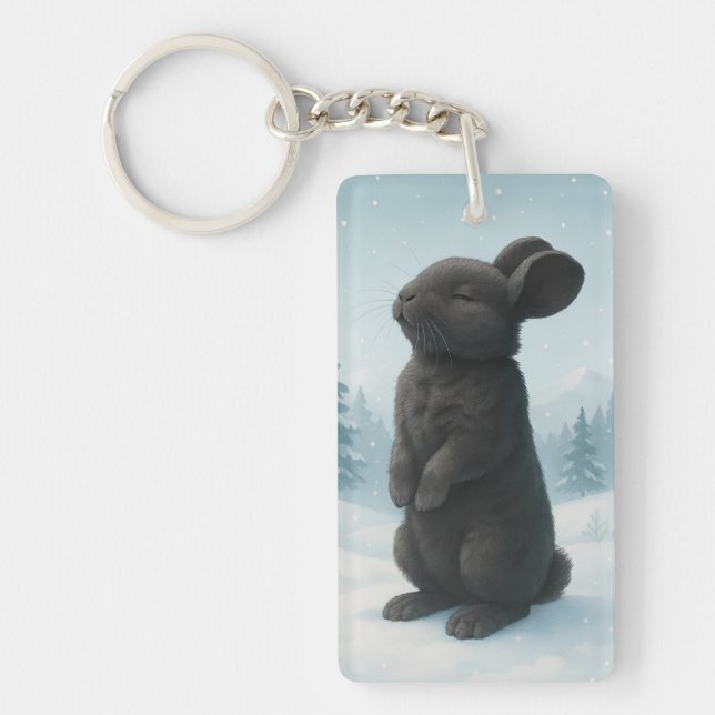 Porte-clefs Lapin d'hiver paisible (Devant)