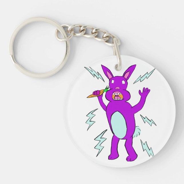 Porte-clefs Lapin Électrique - Joli Lapin Violet (Devant)