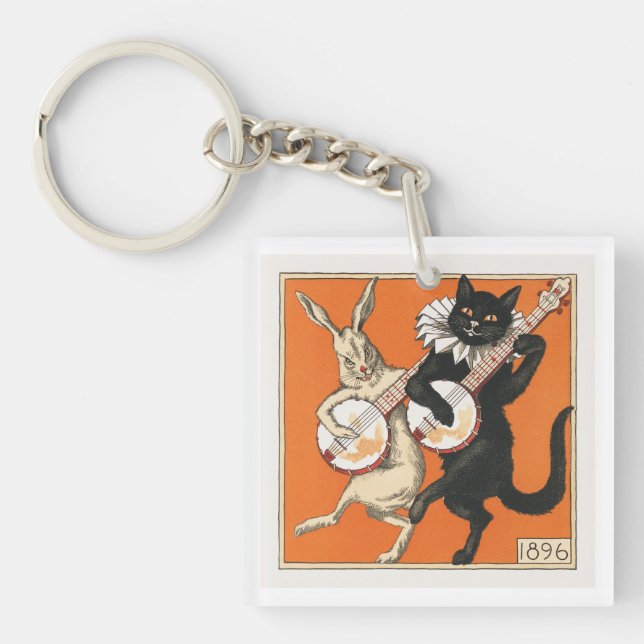 Porte-clefs Lapin et chat dansants musicaux  (Devant)