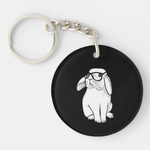 Porte-clefs Lapin Hipster Lapin Drôle Avec Lunettes Mignon Ani