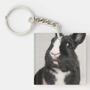 Porte-clefs Lapin lapin noir et blanc surprenant
