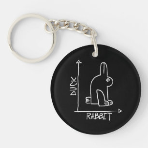 Porte-clefs Lapin ou canard drôle, diptyque d'animal sauvage