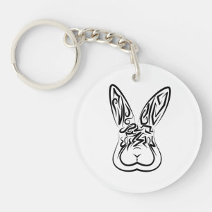 Porte-clefs Lapin tribal noir et blanc
