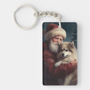 Porte-clefs Lapphund finlandais Noël festif du Père Noël