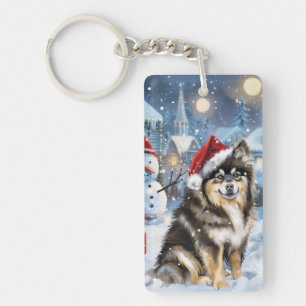 Porte-clefs Lapphund finlandais Winter Wonderland Noël Joie