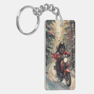 Porte-clefs Lapphund finnois à moto Noël