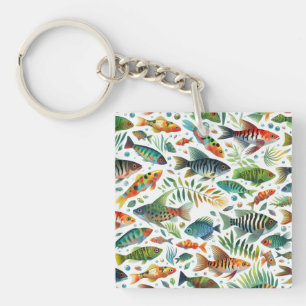 Porte-clefs L'art coloré du poisson sous-marin