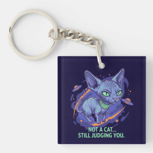 Porte-clefs L'art humoristique de chat Sphynx extraterrestre d
