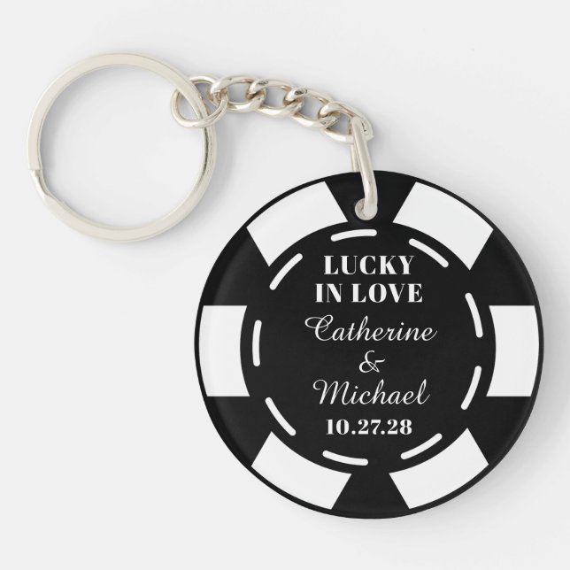 Porte-clefs Las Vegas Casino Poker Chip Mariage Favoriser (Devant)