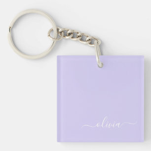 Porte-clefs Lavande Purple Script Moderne Fille Monogramme Nom