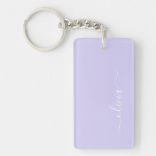 Porte-clefs Lavande Purple Script Moderne Fille Monogramme Nom