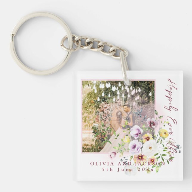 Porte-clefs Lavande Vierge Violet Floral Heureux Jamais Après (Devant)
