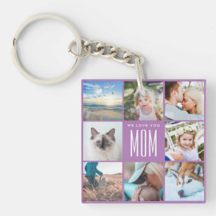 Porte-clefs Lavender Fête des mères Maman Famille Photo Collag