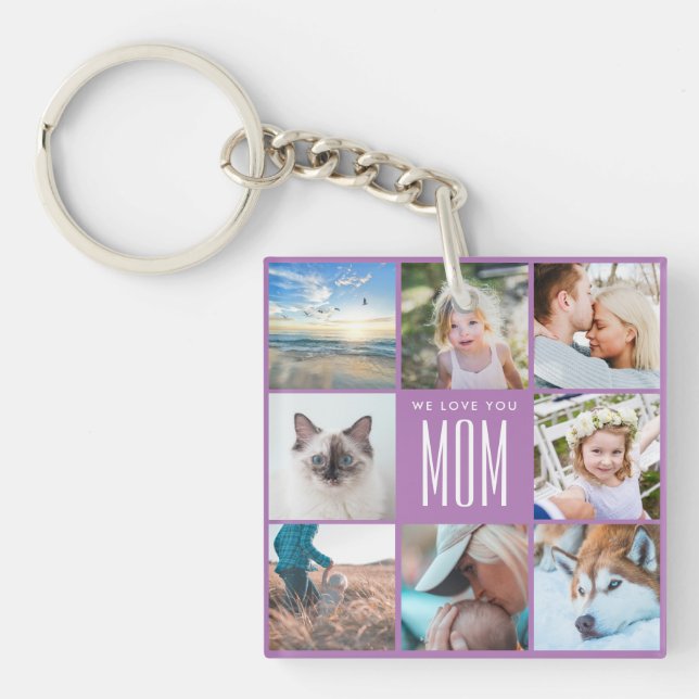 Porte-clefs Lavender Fête des mères Maman Famille Photo Collag (Devant)
