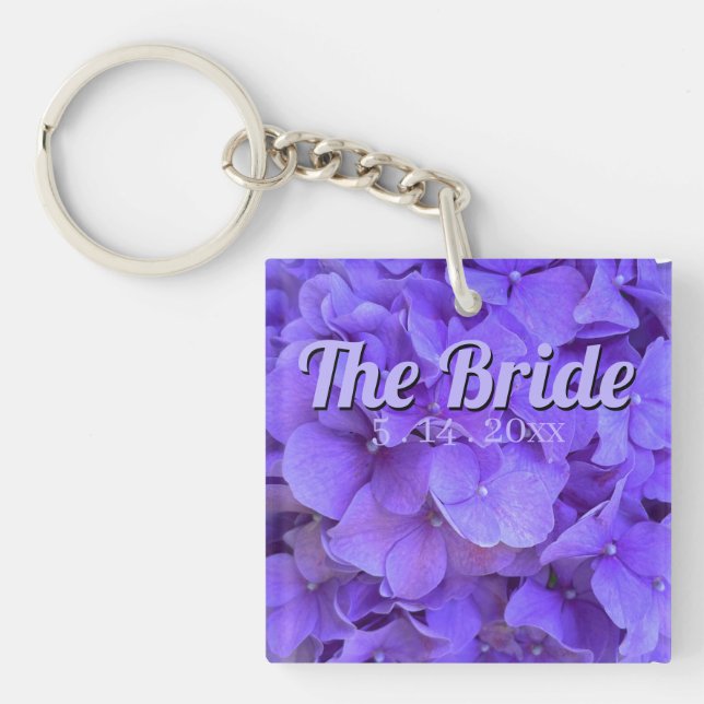 Porte-clefs Lavender lilas violet Hydrangeas fleurs la Mariée (Devant)