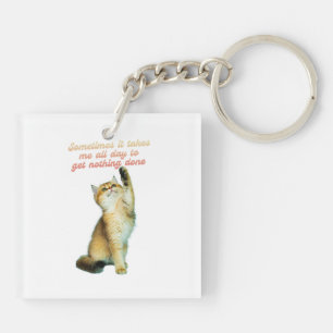 Porte-clefs Lazy Amoureux des chats Funny Cute Cat