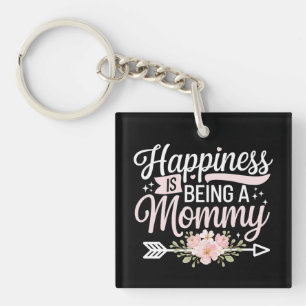 Porte-clefs Le bonheur est d'être une maman florale Fête des M