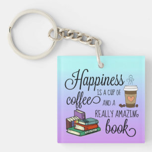 Porte-clefs Le bonheur est une coupe de café et un livre Extra