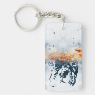 Porte-clefs Le bulldog français et le paysage mêlent design 