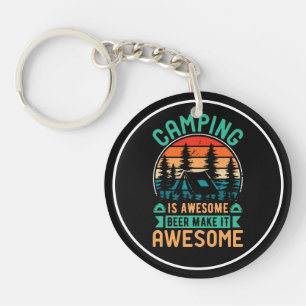 Porte-clefs Le camping est génial, la bière le rend encore mei