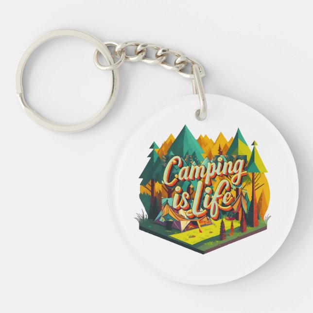 Porte-clefs Le camping est la vie (Devant)