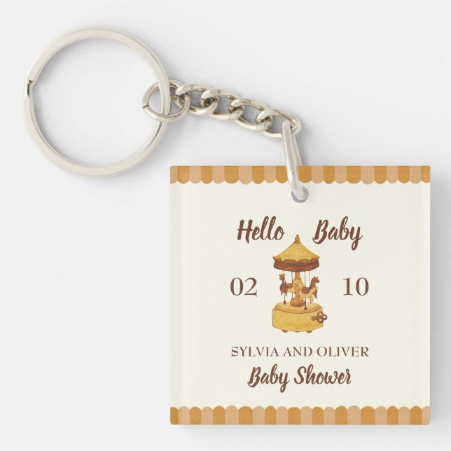 Porte-clefs Le carrousel mignon baby shower neutre genre favor (Devant)