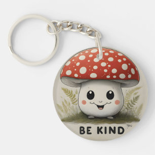 Porte-clefs Le Champignon rouge souriant Soyez gentil