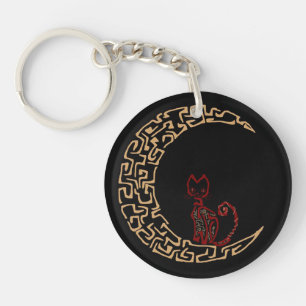 Porte-clefs Le Chat artistique sur la Lune Porte - clé du desi